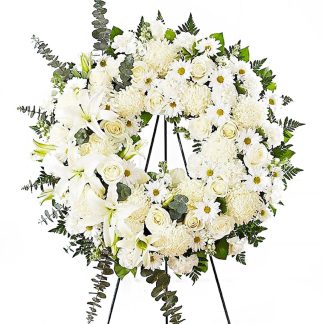 Corona Funebre Bianca con cavalletto