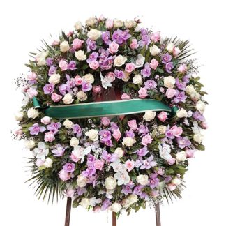 Corona Funebre Rosa con cavalletto